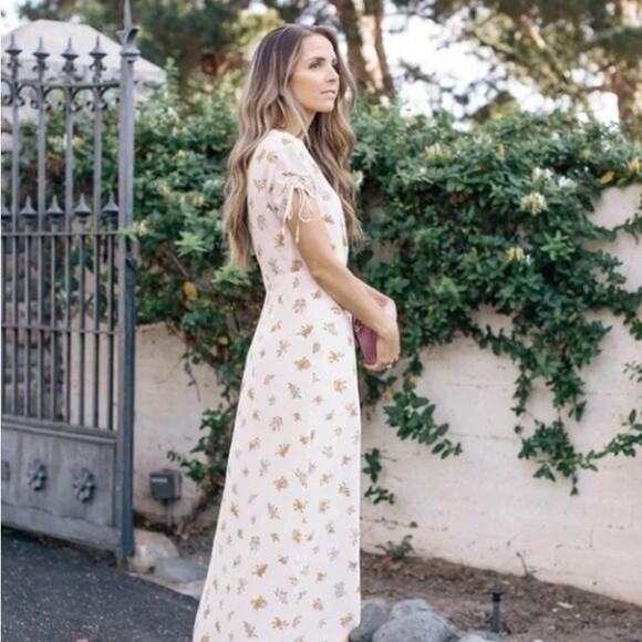 MADEWELL Floral Faux Wrap Silk Maxi Dress Sandcastle Field Bouquet Sz 0 NWT JJ26 - Picture 4 of 5